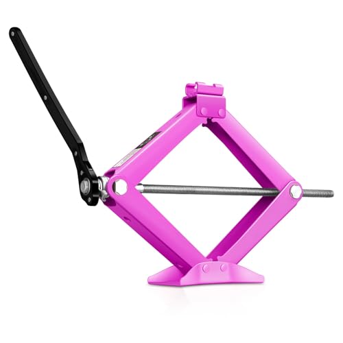 Auto Dynasty Scissor Jack, 2 Ton (4409 LBS) Portable Car Lift Jack, Quick Lift Car Tire Changing Kit with Extended Ratchet Wrench for SUV MPV Auto, Purple - color: Purple, size: 2T