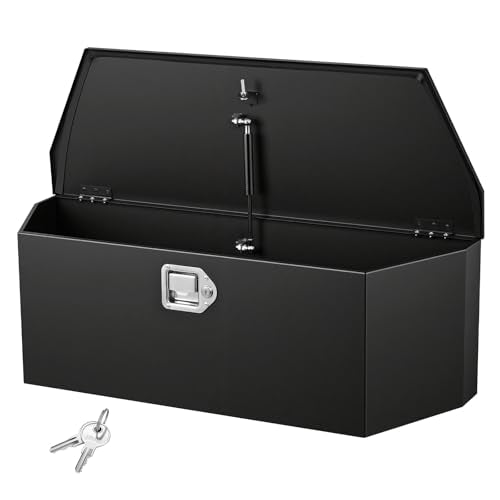 VEVOR Trailer Tongue Box, Heavy Duty Trailer Tongue Tool Box Storage Organizer, Utility Tool Chest for Pickup Truck Bed, RV, SUV, Off-Road Vehicle, Steel, 36" x 12" x 12", Upgraded Lock Version - size: 36" Black (with upgraded lock), style: Steel