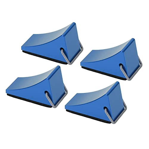 RC Wheel Chock 4 Pack Aluminum Alloy Antislip Car Stand, 32x21x16mm Compact Remote Control Car Accessory for Trail Truck Crawler Buggy Storage Display Ramp Stop (Blue) - color: Blue