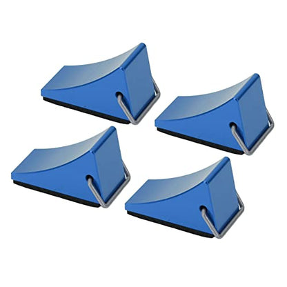 RC Wheel Chock 4 Pack Aluminum Alloy Antislip Car Stand, 32x21x16mm Compact Remote Control Car Accessory for Trail Truck Crawler Buggy Storage Display Ramp Stop (Blue) - color: Blue
