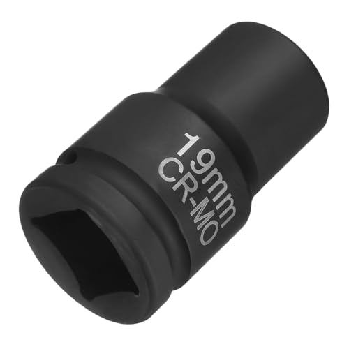 HARFINGTON 4 Point Square Socket 1" Drive 19mm Metric Square Impact Socket CR-MO Blackening Standard Wheel Sleeve Pneumatic Sleeve Tool for Auto Repair Mechanical Maintenance Home Use - size: 1"/19mm