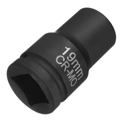 HARFINGTON 4 Point Square Socket 1" Drive 19mm Metric Square Impact Socket CR-MO Blackening Standard Wheel Sleeve Pneumatic Sleeve Tool for Auto Repair Mechanical Maintenance Home Use - size: 1"/19mm