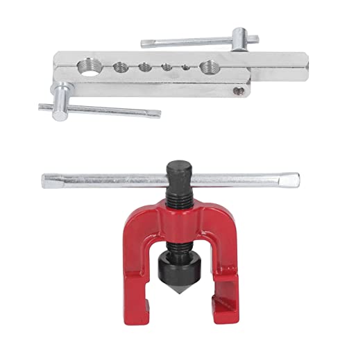 Professional Brake Line Flaring Tool Kit for Copper, Brass & Aluminum Tubing – 6-Sized Die Set (3/16" to 5/8") with Jig & Cutter