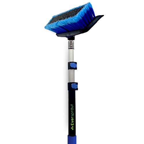 EVERSPROUT 5-to-12 Ft Car Brush with Rubber Bumper, Lightweight Extension Pole Handle, Soft Bristles Car Wash Brush, RV Wash Brush, Truck Wash Brush, Boat Brush, Solar Panel Cleaning Brush and Pole - size: 12 feet
