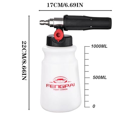 FENG PAI Foam Cannon for Pressure Washer, Car Wash Snow Foam Cannon Lance Pressure Washer Soap Dispenser with Adjustable Thick Foam, 1/4 Quick Connector, 1L - color: Foam Cannon Kits