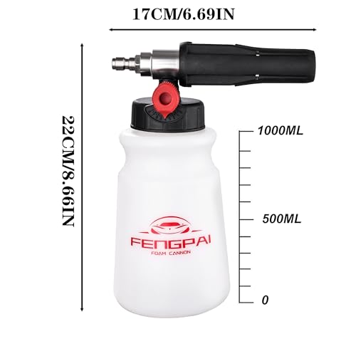 FENG PAI Foam Cannon for Pressure Washer, Car Wash Snow Foam Cannon Lance Pressure Washer Soap Dispenser with Adjustable Thick Foam, 1/4 Quick Connector, 1L - color: Foam Cannon Kits