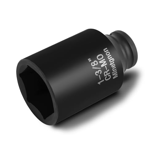 1-3/8 Socket Deep 1/2 Drive Impact Socket 6 Point CR-MO Axle Nut Heavy-Duty Socket SAE for Easy Removal & Installation of Wheel Hub & Axle Shaft Nuts - color: Deep_6 Pt_1/2, size: 1-3/8