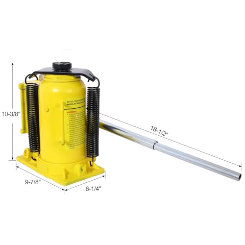 20 Ton Air Hydraulic Bottle Jack, Professional Lifting Jack for Heavy Machinery & Large Trucks, 10.2-19.7 Inch Height Range with Extendable Screw(Yellow) - color: Yellow, size: 20 Ton