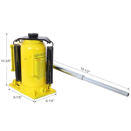 20 Ton Air Hydraulic Bottle Jack, Professional Lifting Jack for Heavy Machinery & Large Trucks, 10.2-19.7 Inch Height Range with Extendable Screw(Yellow) - color: Yellow, size: 20 Ton