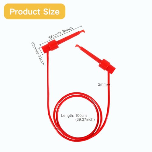 5PCS Test Hook Clips Silicone Test Leads, 20 AWG Multimeter Electrical Test Dual Lead Test Hook Clips for Electronic, Component, Testing Connecting - color: Test Hook to Test Hook