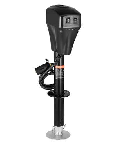 VEVOR Electric Trailer Jack, 5000 lbs, Heavy Duty RV Electric Power Tongue Jack with 7-pin Connector, Manual Crank Handle & Weatherproof Jack Cover, 10"-28.3" Lift, for Trailers, Campers & RVs, Black