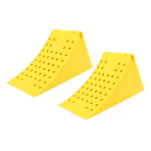 Jiawu Wheel Chocks, 2Pcs Heavy Duty Wheel Stoppers, Anti Slip Wheel Wedge, Anti Slip Tire Stopper Block Set, Vehicle Service Ramps, Triangular Wheel Stopper for Trailer, RV, Truck, Car