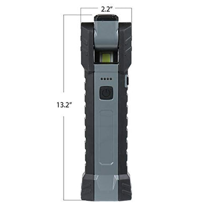 Feit Electric Compact Handheld LED Work Light Flashlight with 250/500 Lumens Ultra Bright, Magnetic Base, Hanging Hook, 6500K Daylight, Foldable and Rechargeable Handheld Flood Light - WORK500BAT - size: 13 inches