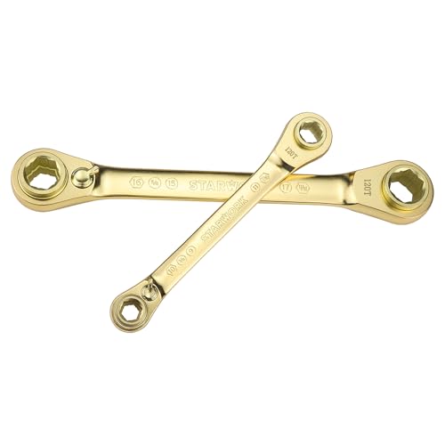 STARWORK TRUE MECHANIC™ 2-Piece 10-in-1 Reversible Ratcheting Box Wrench Set, Double Box End, 120-Tooth, GPLATING™, SAE/Metric - size: 2-Piece 120-Tooth GPlating (8 - 19 mm)