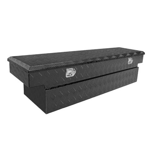 Crossover Tool Box Deep 19" H x 21" D x 72" L Waterproof Lockable Aluminum Black Truck Storage Box For Pickup,Truck Bed, RV, Trailer,Heavy Duty Organizer Black Truck Chest Toolbox - color: Black, size: 72"x21"x19"