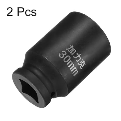 HARFINGTON 2pcs 4 Point Square Socket 3/4" Drive by 30mm Metric Square Impact Socket 40CR Blackening Standard Wheel Sockets Pneumatic Socket for Auto Repair Mechanical Maintenance Home Use - size: 30mm