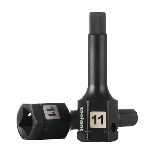 toolant 1/2" drive 11mm impact hex bit socket set 2PCS, Hex Drive, S2 Steel Air Drive Allen Socket set,Impact Grade，Anti-Roll Design - size: 1/2" drive - 11mm - 2 PCS