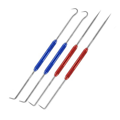 4Pcs Hook and Pick Set with Double Pointed Scribe, Auto Oil Metal Pick, O Ring Seal Puller, Hooked Scriber Marking Tools for Carpenter, Machinists, Technicians (Red & Blue, 2 Sets)