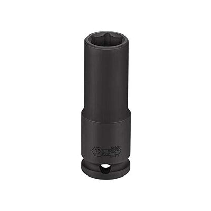 Jetech 3/8 Inch Drive 13mm Deep Impact Socket, Heat-Treated Chrome Molybdenum Alloy Steel, 6-Point Design, Metric, Anti-Rust Finish for Pneumatic & Electric Impact Wrench - size: 13mm