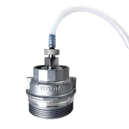 Automotive Oil Funnel + Oil Filter Drain Hose | Compatible with Toyota, Lexus, Scion Vehicles | No-Spill Tool Screws Directly into Filler Neck | Fast & Easy Oil Fill & Drain with No Mess