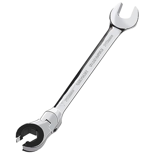 LOSCHEN 1PC 28mm Open Flex-Head Ratcheting Wrench, Metric Ratcheting Spanner with 72 Teeth, Chrome Vanadium Steel Tubing Ratchet Spanner - size: 28mm