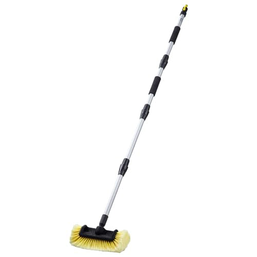 VEVOR Car Wash Brush, 66.7-Inch Extendable Car Washing Brush with Long Handle, 12" Scratch-Free Soft PVC Bristle Head, Flow-Thru Car Cleaning Mop Kit with Water Hose Attachment for Car RV Boat - style: Soft PVC Bristle head