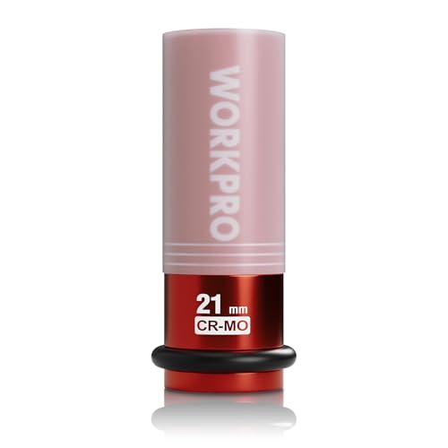 WORKPRO 1/2" Drive Lug Nut Impact Duty Socket, 21mm Deep Thin Wall Socket, Made of Premium Cr-Mo Steel, Non-Marring Lug Nut Wheel Sockets for Car - size: 1/2" DR x 21mm