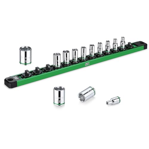 SK 1/4" Drive Socket Set, Metric Sockets, 13-Piece 4-14 mm | SuperKrome Finish, Premium CR-V Steel, with Aluminum Socket Organizer - size: 0.16 - 0.55 inch, style: Shallow