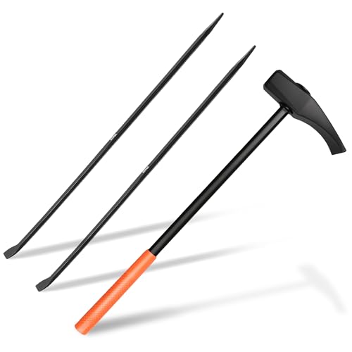 35429 Tire Bead Breaker Hammer & 2 PCS 32" Pry Bar Set, Heavy Duty Tire Iron Combo for Truck Tractor Semi, Professional Tire Changing Tools for Farm ATV Bus Car