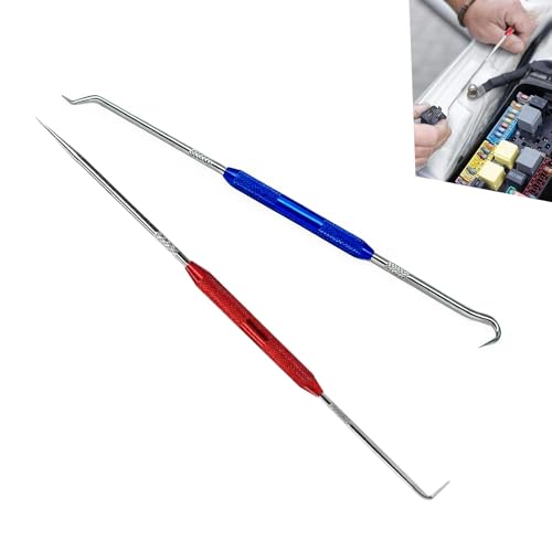 2 PCS Hook and Pick Set Puller Remover, Double-ended Carbon Steel O-ring Seal Tool, Non-slip Handle Precision Automotive Pick Tool Set, Universal for Most Cars, Trucks, SUVs (Red & Blue) - color: Red & Blue