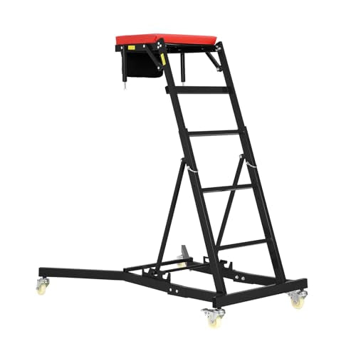 Top Automotive Creeper, 400LBS Capacity Adjustable Mechanic Creeper (49.2"-68.9") with Locking Wheels & Tool Pouch, High Top Car Creeper for Truck, SUV, Garage Repair - color: Black