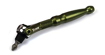 Titan Tools 11325 1/4-Inch Drive x 4-Inch 90-Tooth Swivel Head Micro Ratcheting Bit Driver - Green - style: Swivel Head - Green