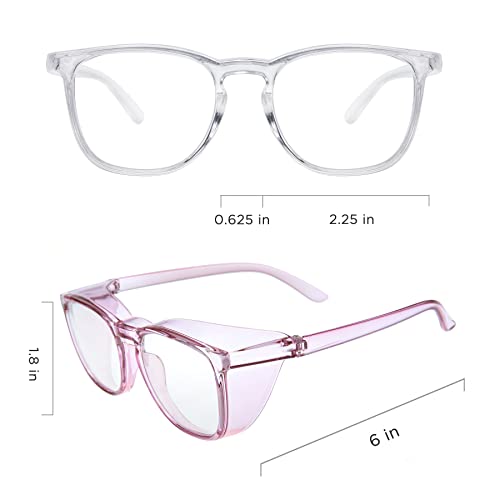 JOO'RTI Anti-Fog Safety Goggles Anti-Blue Light Saftey Glasses Anti-Dust Protective Eyewear for Women and Men - color: 2packs(lilac & Trans)