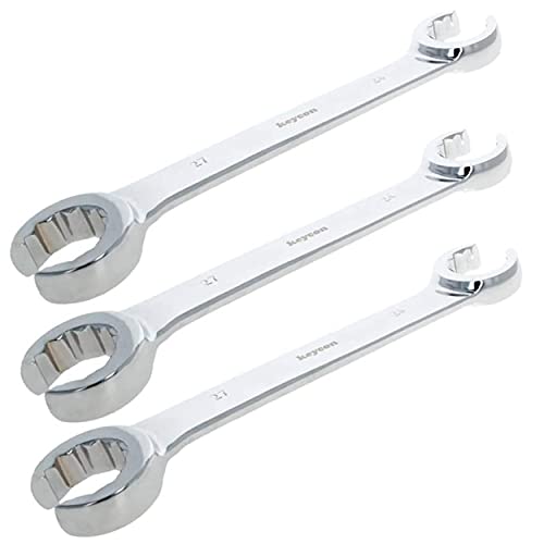 Heyiarbeit Flare Nut Wrench, 24mm x 27mm Metric Double Open End, 3Pcs - size: 24*27mm, style: 3PCS