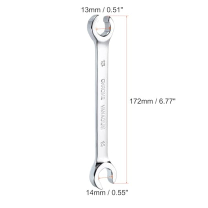 HARFINGTON Flare Nut Metric Wrench 13mm x 14mm CR-V Mirror Polished Chrome Plating Metric Wrench for DIY Hand-making Automotive Repairs and Household Maintenance - size: 13mm x 14mm