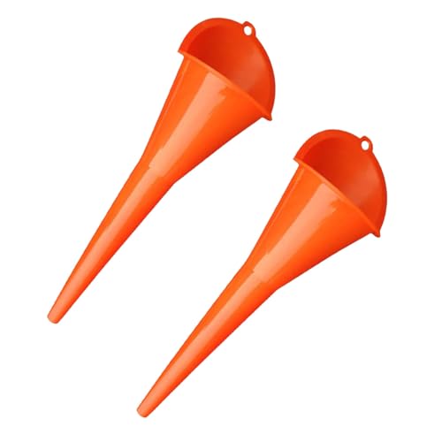 YoRise Long Neck Oil Funnel, Plastic Spill Saver Funnels for Automotive Use, Oil Change Funnel Set for Filling Lubricants Engine Oils Water Diesel Fuel Kerosene and Other Liquids (2PCS-Orange) - color: 2PCS-Orange