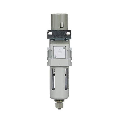 PneumaticPlus SAW300-N03BG Compressed Air Filter Regulator Piggyback Combo 3/8" NPT - Poly Bowl, Manual Drain, Bracket, Gauge - style: Poly Bowl - Manual Drain