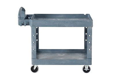 Rubbermaid Commercial Products BRUTE Heavy Duty 2-Shelf Utility/Service Cart, Large, Lipped Shelves, Ergonomic Handle, 750 lbs. Capacity, Black, for Warehouse/Garage/Cleaning/Maintenance/Stadiums - color: Gray, size: Large, style: 2-Shelf