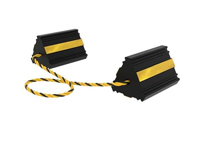 Okllen 2pair/4pack Wheel Chocks with Rope for RV Truck Trailer Camper Car, Heavy Duty Rubber Tire Chocks Blocks with 3 Reflective Strips, Anti-Roll Immobilizer Blocks