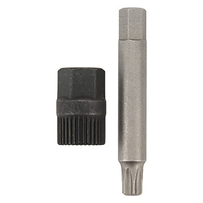 Alternator Pulley Tool, Alternator Pulley Socket Drill Bit Kit Alternator Pulley Wrench Kit 33 Teeth Spline Socket Drill Bit Puller Remover Tool Replacement for Alternators