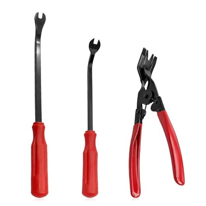 3 Pcs Auto Clip Pliers & Fastener Remover Set, Car Trim Rivet Removal Pry Tool Repair Kit with Storage Bag for Automotive Door Panel Dashboard Upholstery Plastic Fasteners