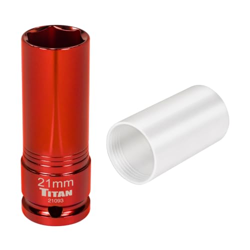 Titan 21093 1/2-Inch Drive x 21mm Non-marring Impact Deep Lug Nut Socket - size: 21mm