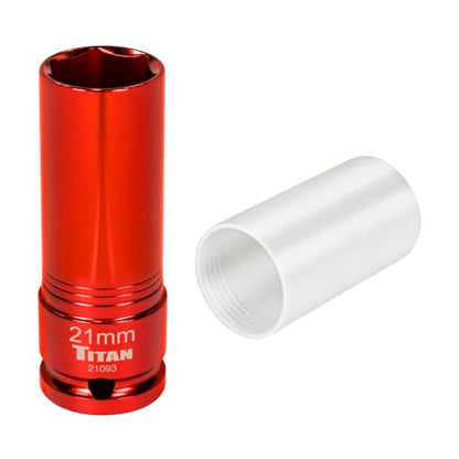 Titan 21093 1/2-Inch Drive x 21mm Non-marring Impact Deep Lug Nut Socket - size: 21mm