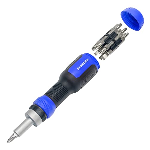 13-in-1 Ratcheting Screwdriver, Multi Bit Ratchet Screw Driver | All in One, Torx Security, Phillips, Flat Head, Hex, Square, 1/4 Nut Driver, Outdoor, Handle, Daily Repair Portable Tools - color: Blue, size: Ratchet-NonExtendable