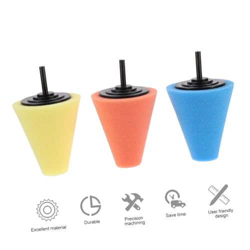 PRETYZOOM 3Pcs Auto Wheel Polishing Cone Set Buffing Pads for Car Wheel Compatible Drill for Detailing and Finishing