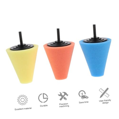 PRETYZOOM 3Pcs Auto Wheel Polishing Cone Set Buffing Pads for Car Wheel Compatible Drill for Detailing and Finishing