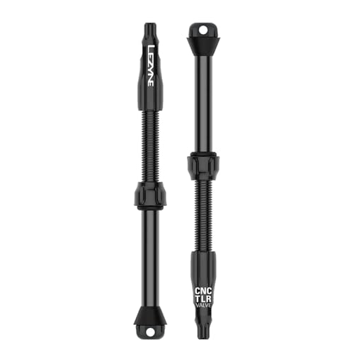 LEZYNE CNC TLR Valve Pro Tubeless Valve Pair for MTB, Gravel & Road Bikes | CNC Aluminum Presta Valve Stems, Bicycle Tire Insert Compatible, Sealant Friendly - 80mm, Black (1-PK-TLRVL80-V204) - color: Black, size: 80 mm