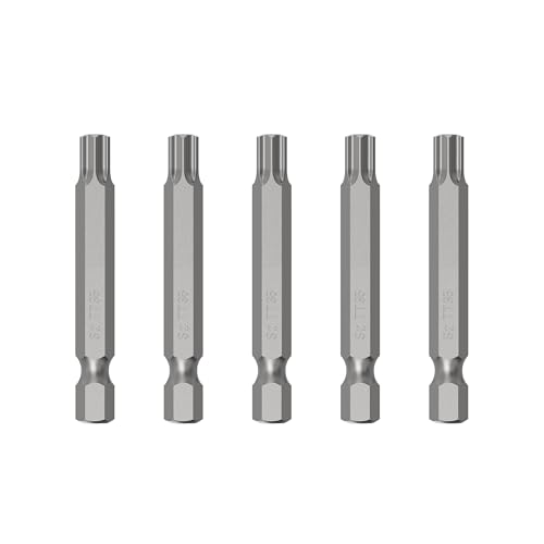 5PCS T35 Magnetic Tamper Proof Torx Screwdriver Bits, 1/4 Inch Hex Shank 2.6 Inch Length S2 Steel Security Drill Torx Head Drill Screw Driver Tools(65mm Long, Star 6 Point) - size: T35