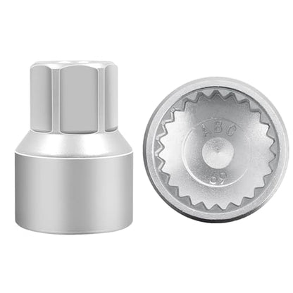ABC-69 23Pt Outer Ring 2mm Wheel Locking Nut Key for Porsche VW | Wheel Lock Nut Socket Adapter, Anti-Theft Lug Nut Removal Tool, Anti-Theft Screw Remover, Repair Tool, Tyre Fitting, garage - color: ABC-69 Outer ring thickness: 2mm