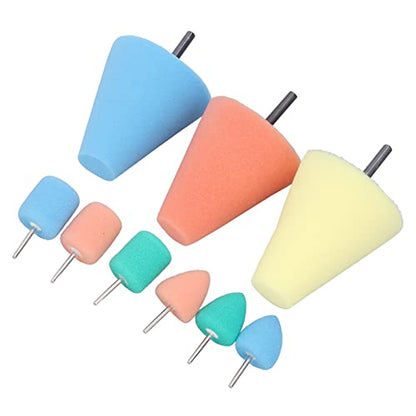 9Pcs Polishing Cone Sponge Buffing Balls for Automotive Wheel Hub, Metal Polish Buffing Pads with Tapered Design for Drills and Grinders, Reusable Mirror Finish Tool Kit